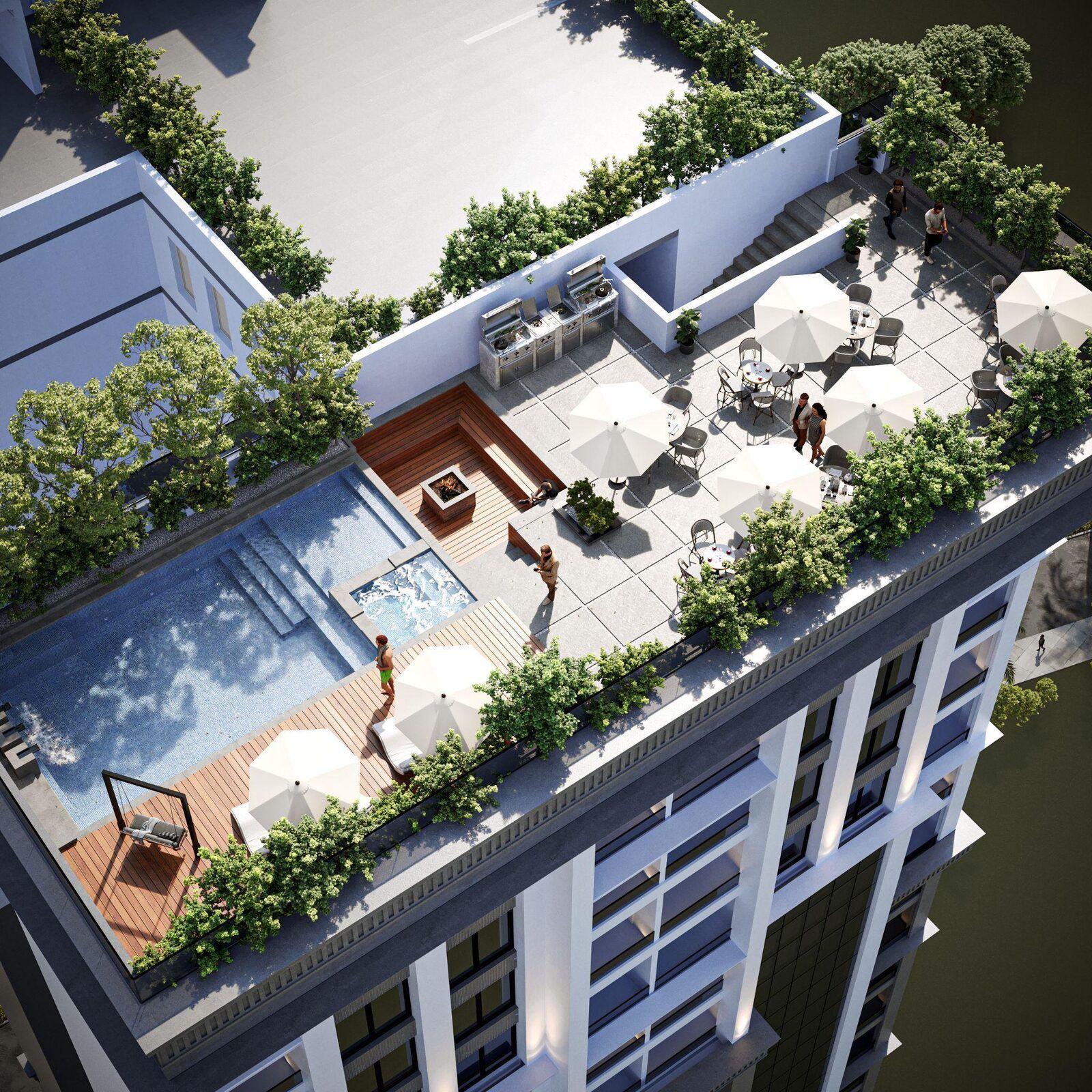 PAVO Riverside rooftop pool